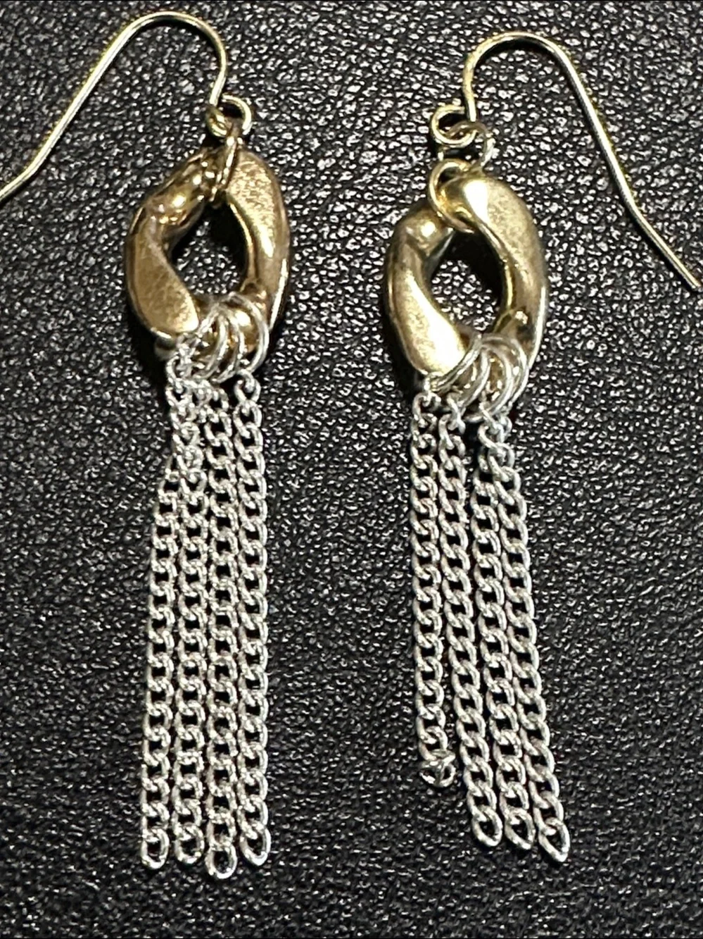 Premier Designs Two Tone Chain Link Tassel Drop Earrings